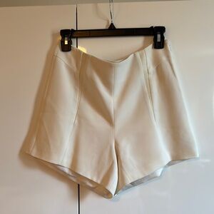 Rag & Bone Cream High Waist Shorts with Embossed Leather Trim, Sz4